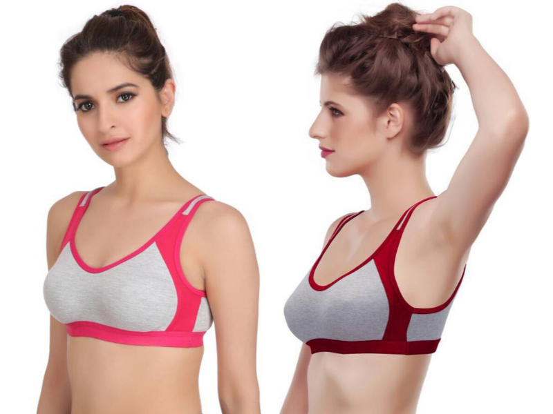 MagneFashion Cotton Sports Bra Combo Pink Maron