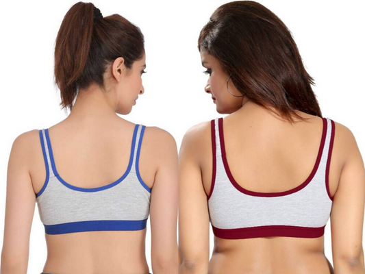 MagneFashion Cotton Sports Bra Combo Blue Maroon