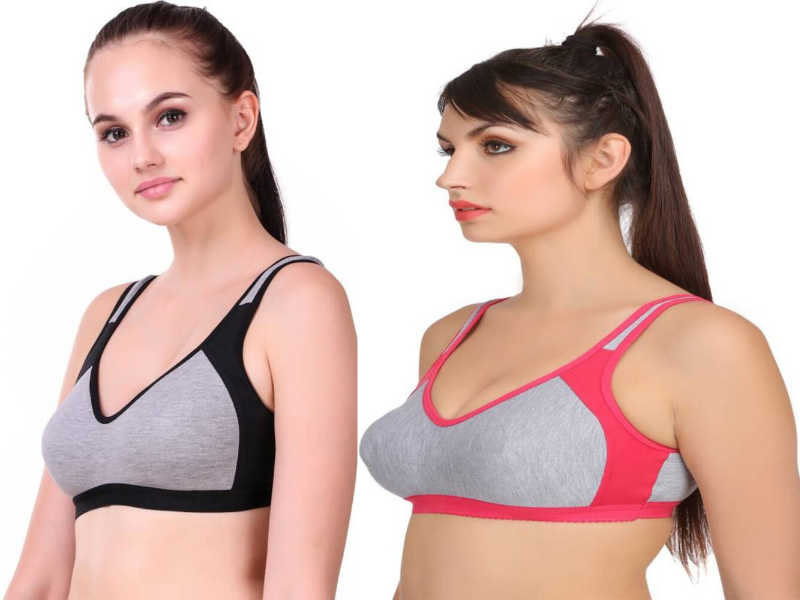 MagneFashion Cotton Sports Bra Combo Black Pink