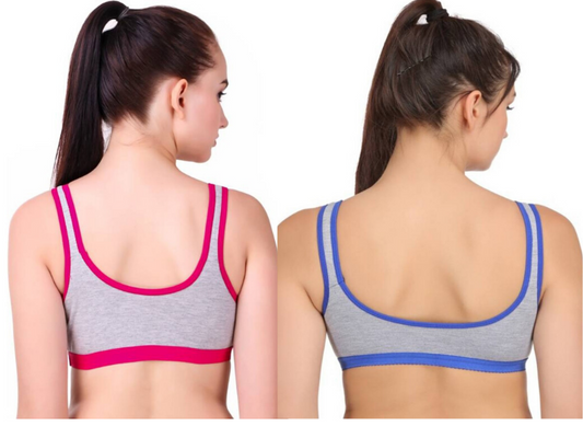 MagneFashion Cotton Sports Bra-Pink Blue