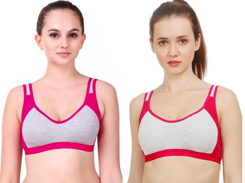 MagneFashion Cotton Sports Bra Combo Pink Red