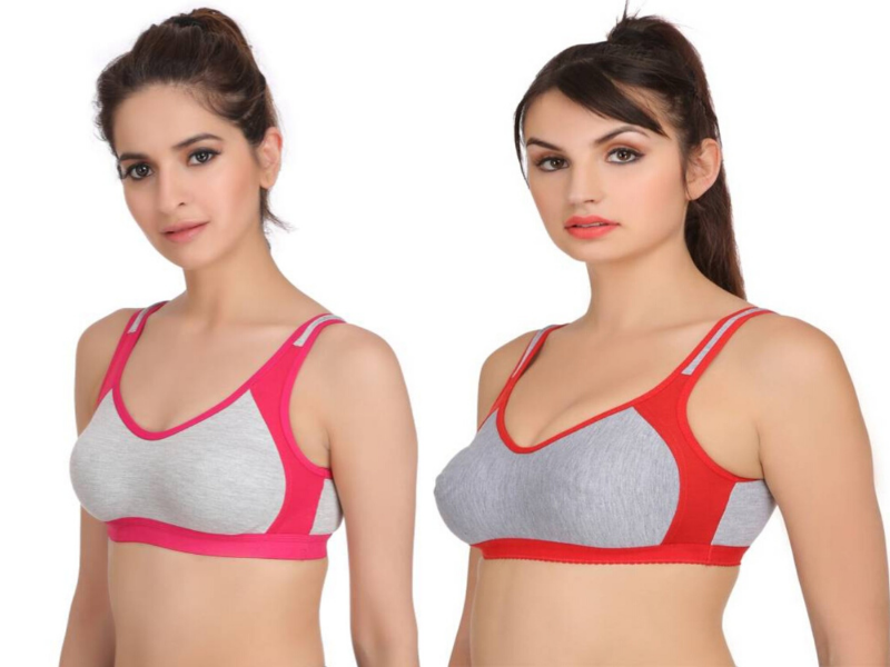 MagneFashion Cotton Sports Bra Combo Pink Red