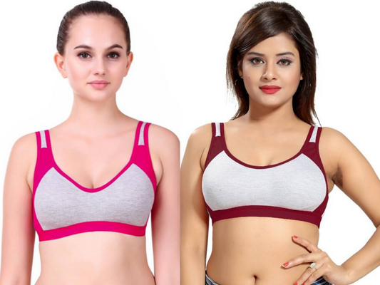 MagneFashion Cotton Sports Bra Combo Pink Maron