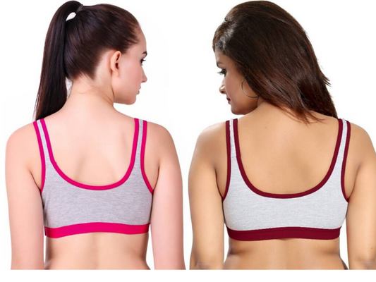 MagneFashion Cotton Sports Bra Combo Pink Maron