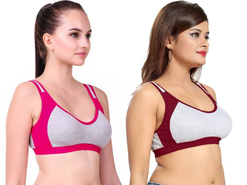 MagneFashion Cotton Sports Bra Combo Pink Maron
