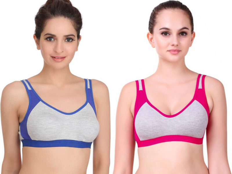 MagneFashion Cotton Sports Bra Combo Blue Pink