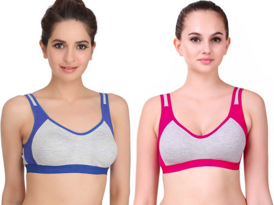 MagneFashion Cotton Sports Bra Combo Blue Pink