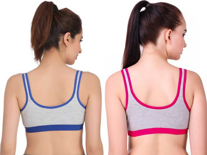 MagneFashion Cotton Sports Bra Combo Blue Pink