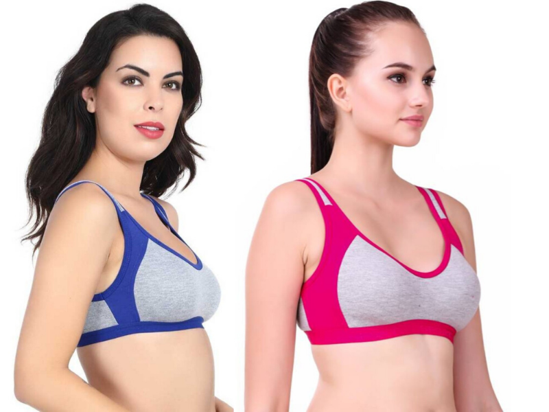 MagneFashion Cotton Sports Bra Combo Blue Pink
