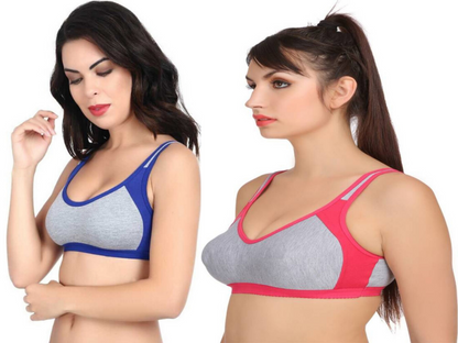 MagneFashion Cotton Sports Bra Combo Blue Pink