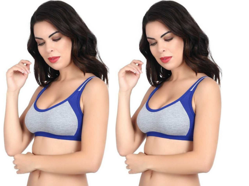 MagneFashion Cotton Sports Bra Combo Blue Blue