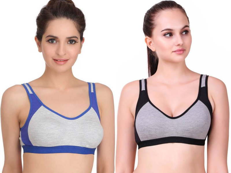 MagneFashion Cotton Sports Bra Combo Blue Black