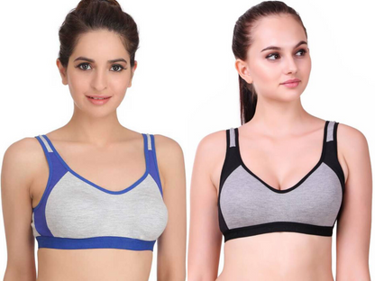 MagneFashion Cotton Sports Bra Combo Blue Black