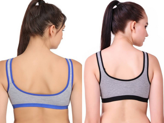 MagneFashion Cotton Sports Bra Combo Blue Black