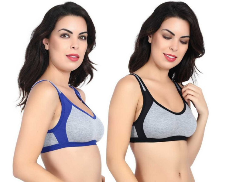 MagneFashion Cotton Sports Bra Combo Blue Black