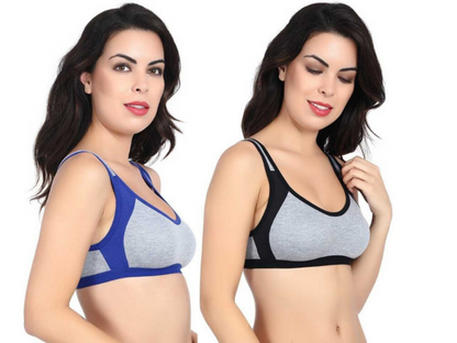MagneFashion Cotton Sports Bra Combo Blue Black