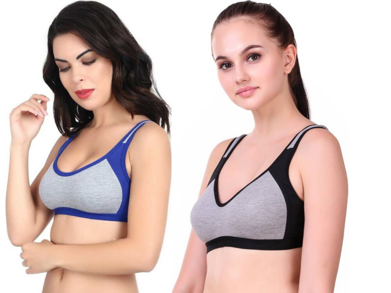 MagneFashion Cotton Sports Bra Combo Blue Black