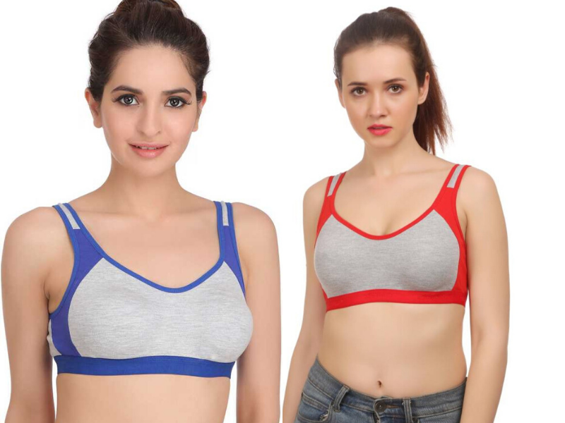 MagneFashion Cotton Sports Bra Combo Blue Red