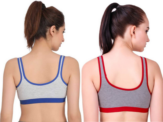 MagneFashion Cotton Sports Bra Combo Blue Red