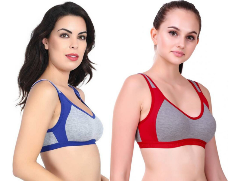 MagneFashion Cotton Sports Bra Combo Blue Red