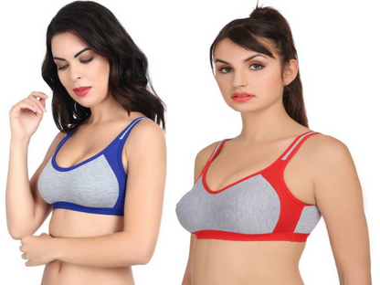 MagneFashion Cotton Sports Bra Combo Blue Red