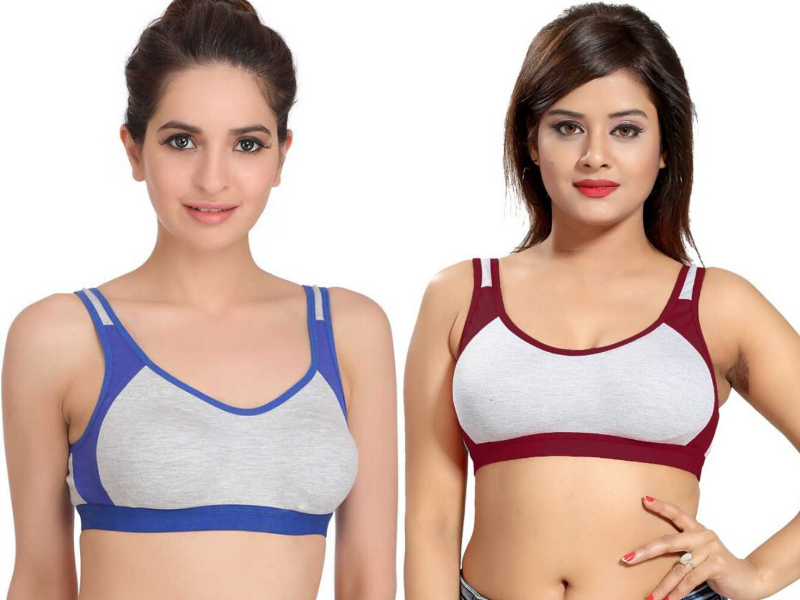 MagneFashion Cotton Sports Bra Combo Blue Maroon