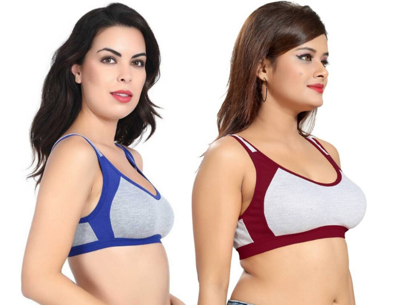 MagneFashion Cotton Sports Bra Combo Blue Maroon
