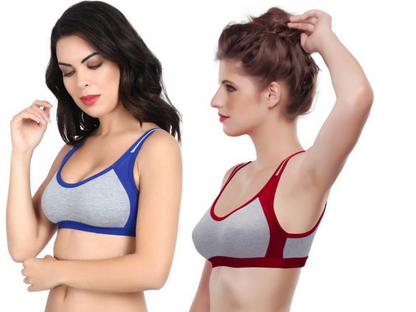 MagneFashion Cotton Sports Bra Combo Blue Maroon