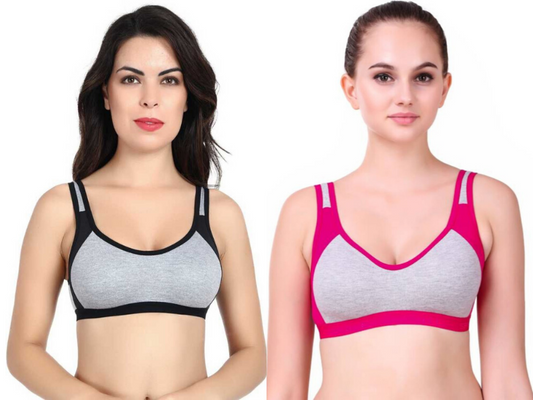 MagneFashion Cotton Sports Bra Combo Black Pink