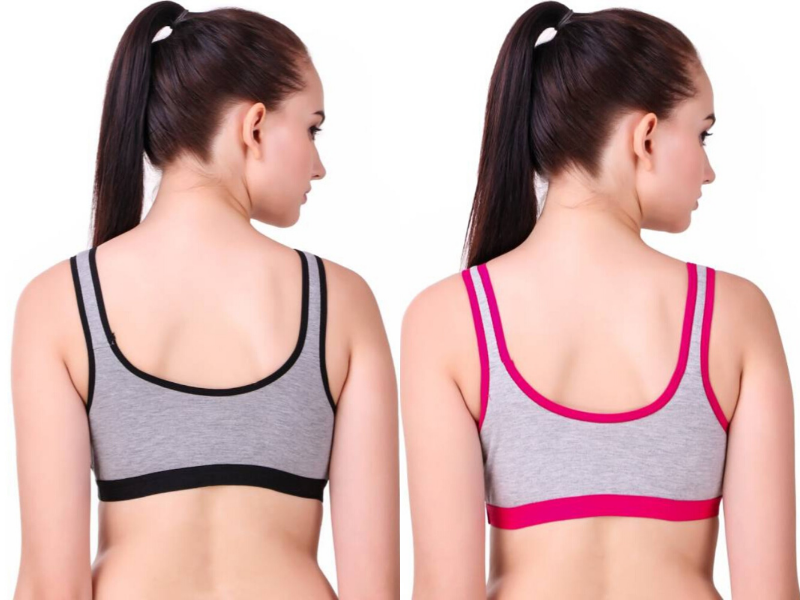 MagneFashion Cotton Sports Bra Combo Black Pink