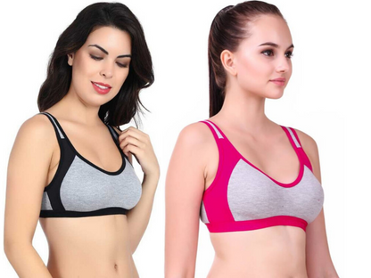 MagneFashion Cotton Sports Bra Combo Black Pink