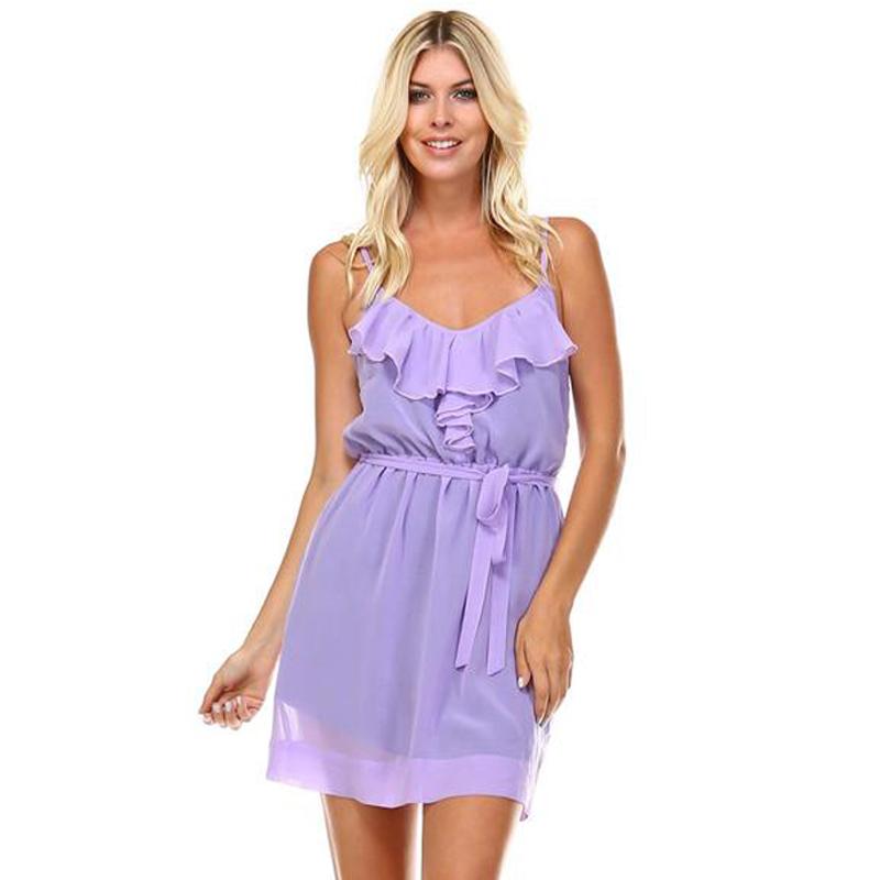 V Neck Ruffle Detail Dress
