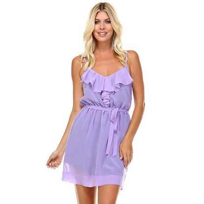 V Neck Ruffle Detail Dress