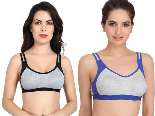 MagneFashion Cotton Sports Bra Combo Black Blue