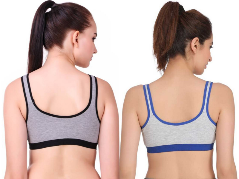 MagneFashion Cotton Sports Bra Combo Black Blue