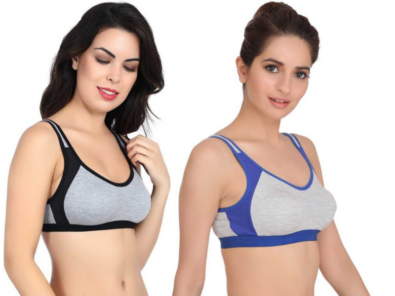 MagneFashion Cotton Sports Bra Combo Black Blue