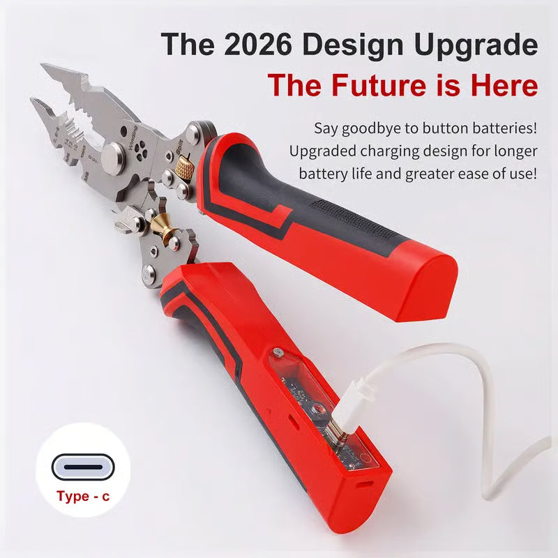 🔥LAST DAY SALE 49% OFF-🛠️16 in 1 Wire Stripper Twister for Cutting and Pulling Wires,Cable Scissors,Voltage Tester Pliers, 12V to 250V Live,Null,Hot Wire Judgment AC DC, Audible and Flashing LED Alarms