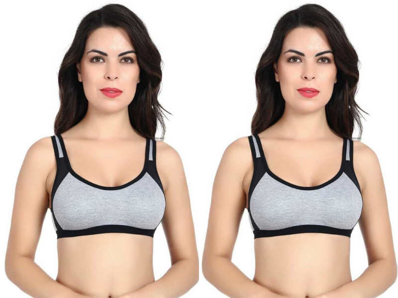 MagneFashion Cotton Sports Bra Combo Black Black