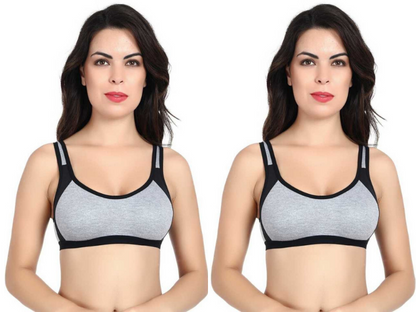 MagneFashion Cotton Sports Bra Combo Black Black