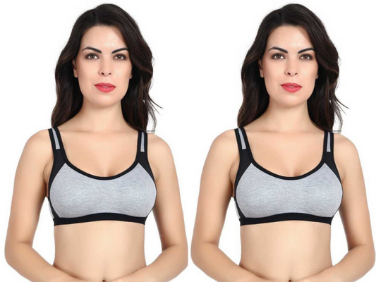 MagneFashion Cotton Sports Bra Combo Black Black