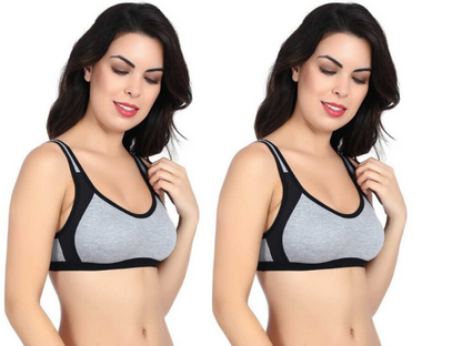 MagneFashion Cotton Sports Bra Combo Black Black
