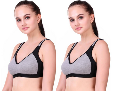 MagneFashion Cotton Sports Bra Combo Black Black