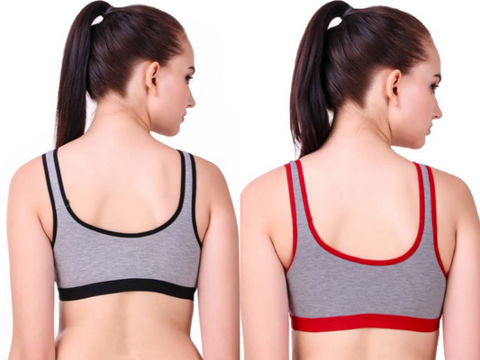 MagneFashion Cotton Sports Bra Combo Black Red
