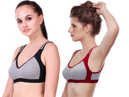 MagneFashion Cotton Sports Bra Combo Black Maroon