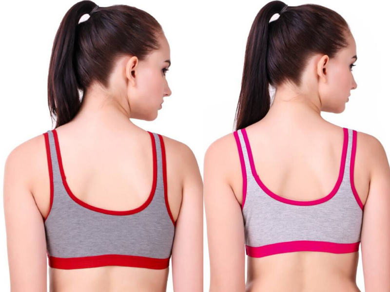 MagneFashion Cotton Sports Bra Combo Red Pink
