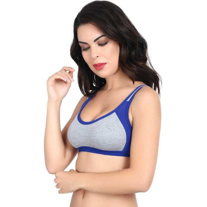 Magne Fashion- Cotton Sports Bra-Blue