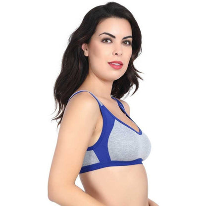 Magne Fashion- Cotton Sports Bra-Blue