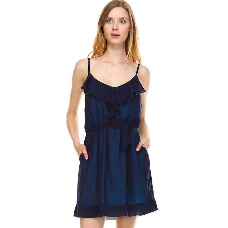 V Neck Ruffle Detail Dress
