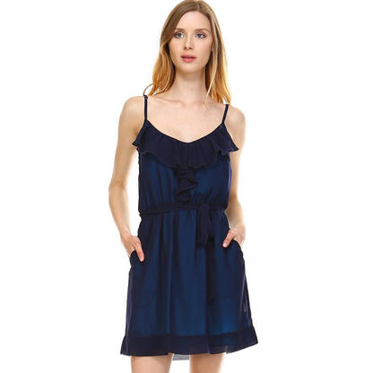 V Neck Ruffle Detail Dress