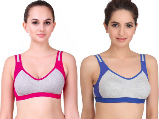 MagneFashion Cotton Sports Bra-Pink Blue